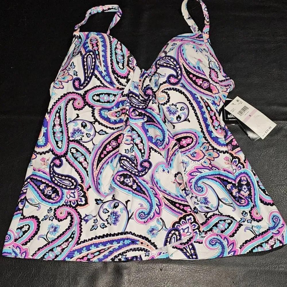 NWT‎ Island Escape Womens Floral Paisley Swim Top 6